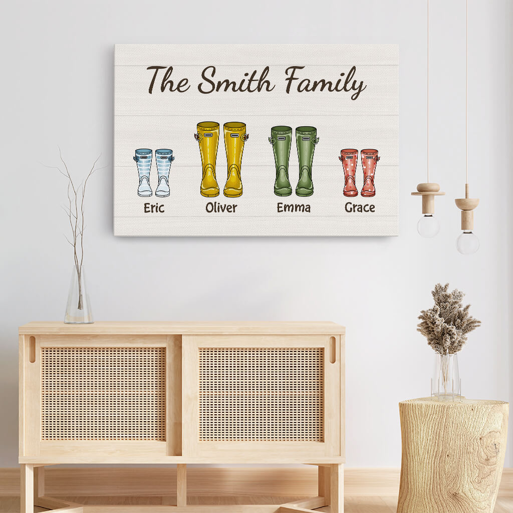 3523CUK3 the family with boots design canvas  customised gifts for family