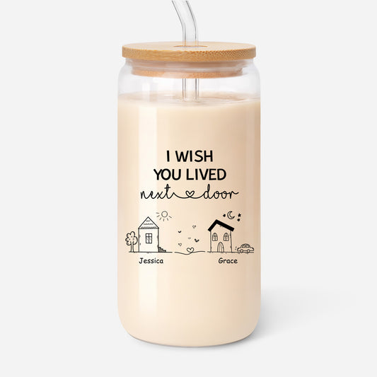 3535AUK1 personalised i wish you lived next door glass cup for friends 3535at6l5a