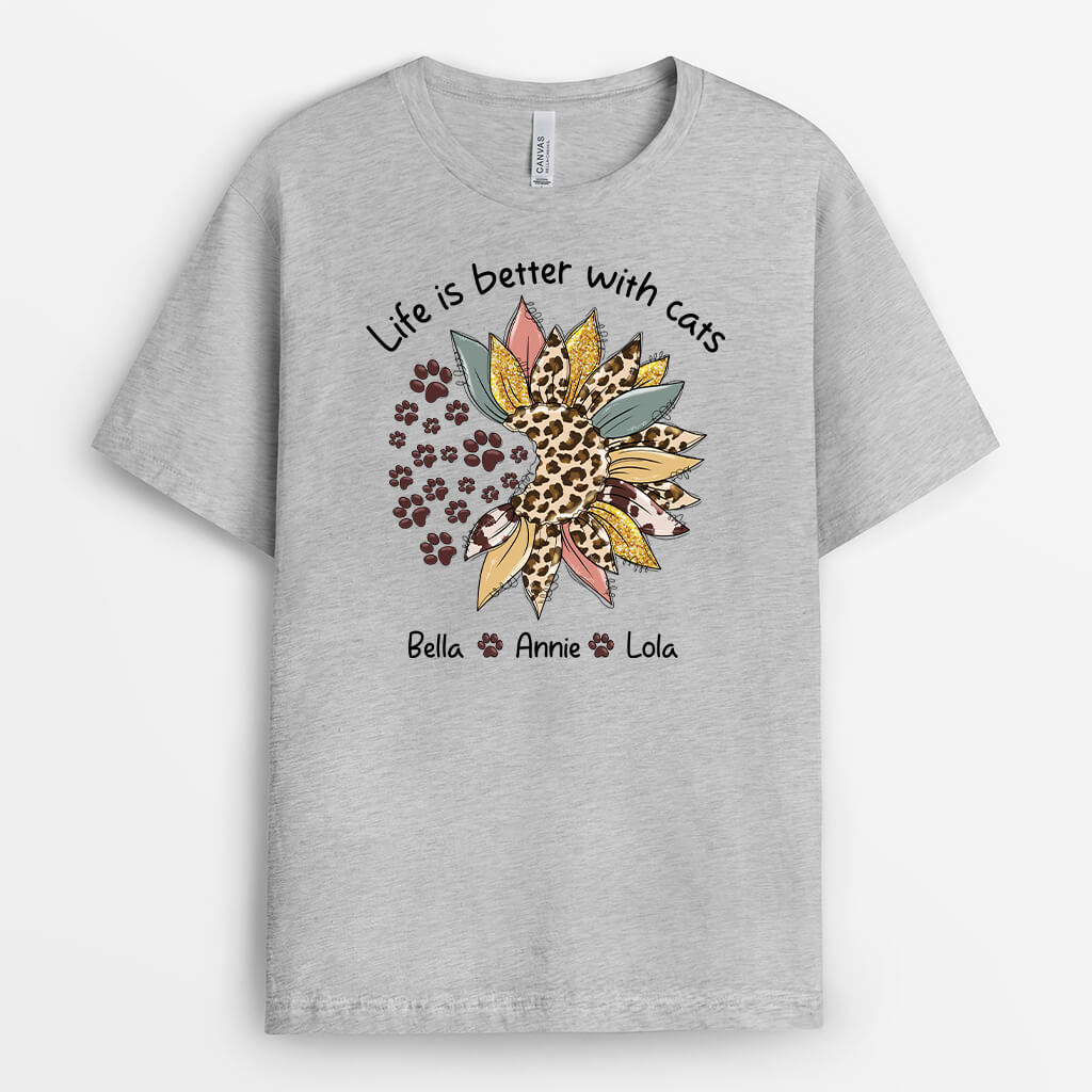 3539AUK2 life is better with dogs cats t shirt  personalised gifts for pet owners