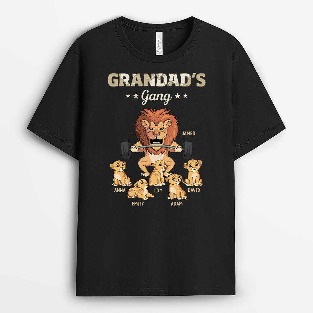 3551AUK1 grandads gang lion  personalised t shirt for grandad