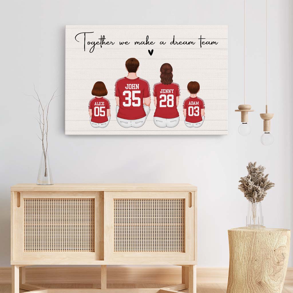 3558CUK3 together we make a dream team canvas  personalised family gifts