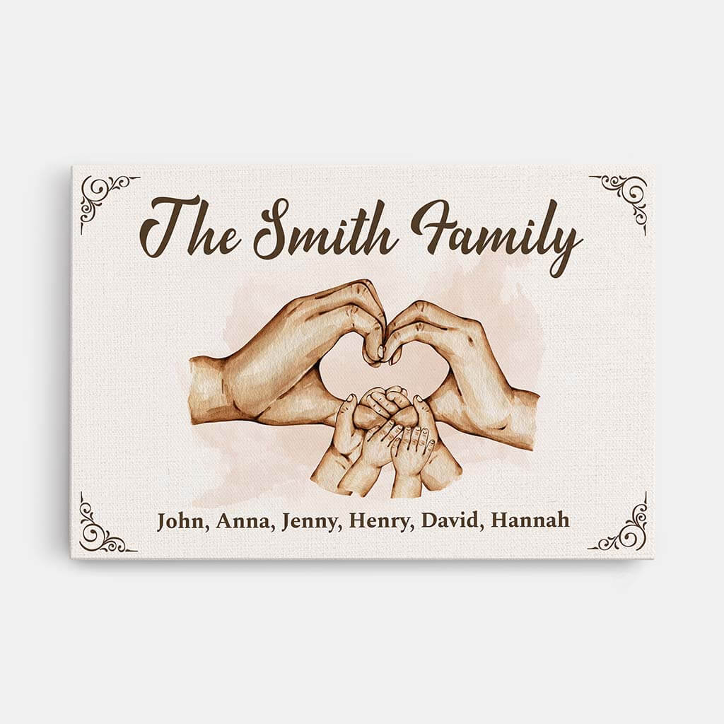 3569CUK1 family heart holding hands canvas  custom family gifts