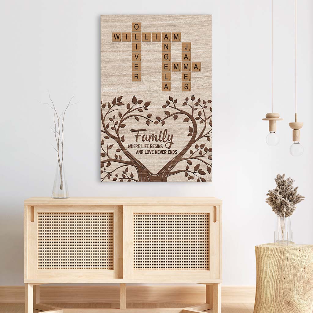 3570CUK3 family where life begins and love never ends canvas  personalised family gifts