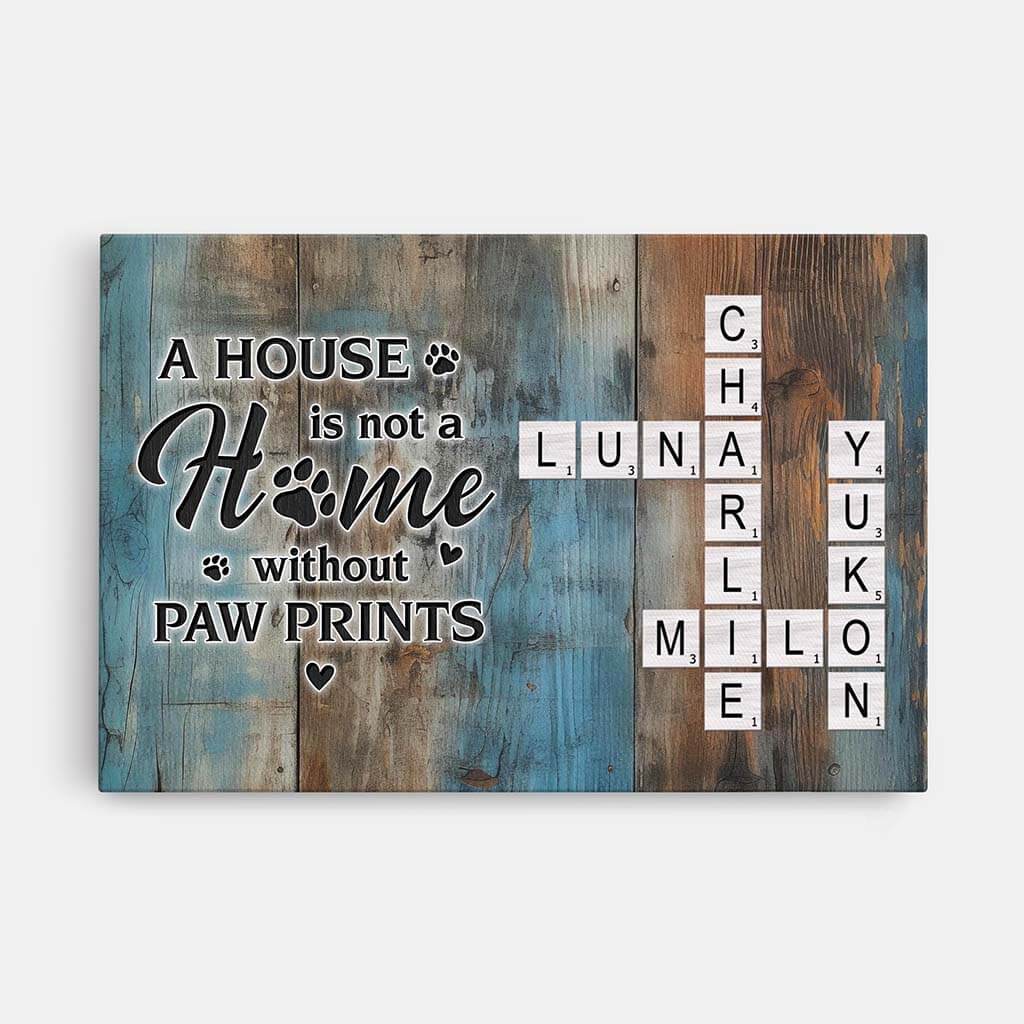 3571CUK1 a house is not a home without paw prints crossword canvas  personalised gifts for pet lovers