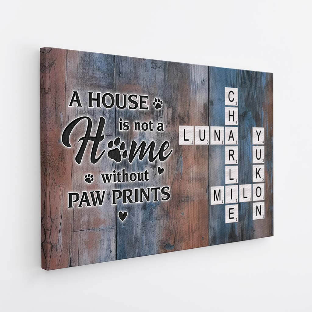 3571CUK21 a house is not a home without paw prints crossword canvas  personalised gifts for pet lovers