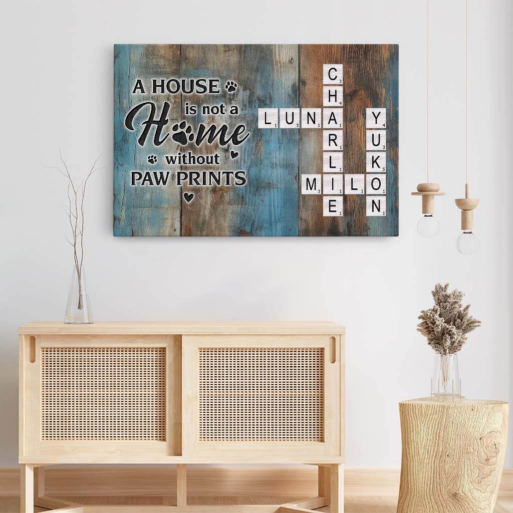 3571CUK3 a house is not a home without paw prints crossword canvas  personalised gifts for pet lovers