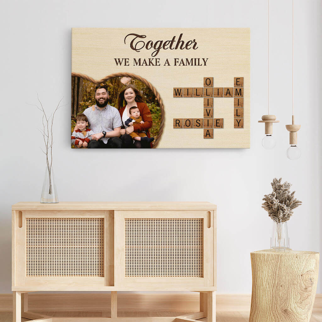 3575CUK3 together we make a family photo crossword canvas  personalised family gifts