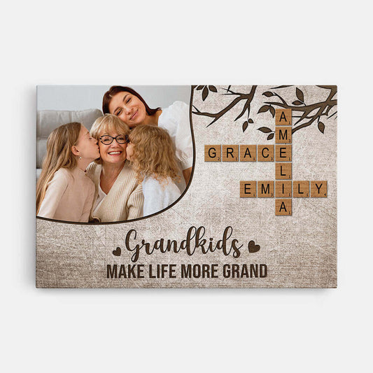 3577CUK1 grandkids make life more grand photo canvas  custom gifts for grandparents