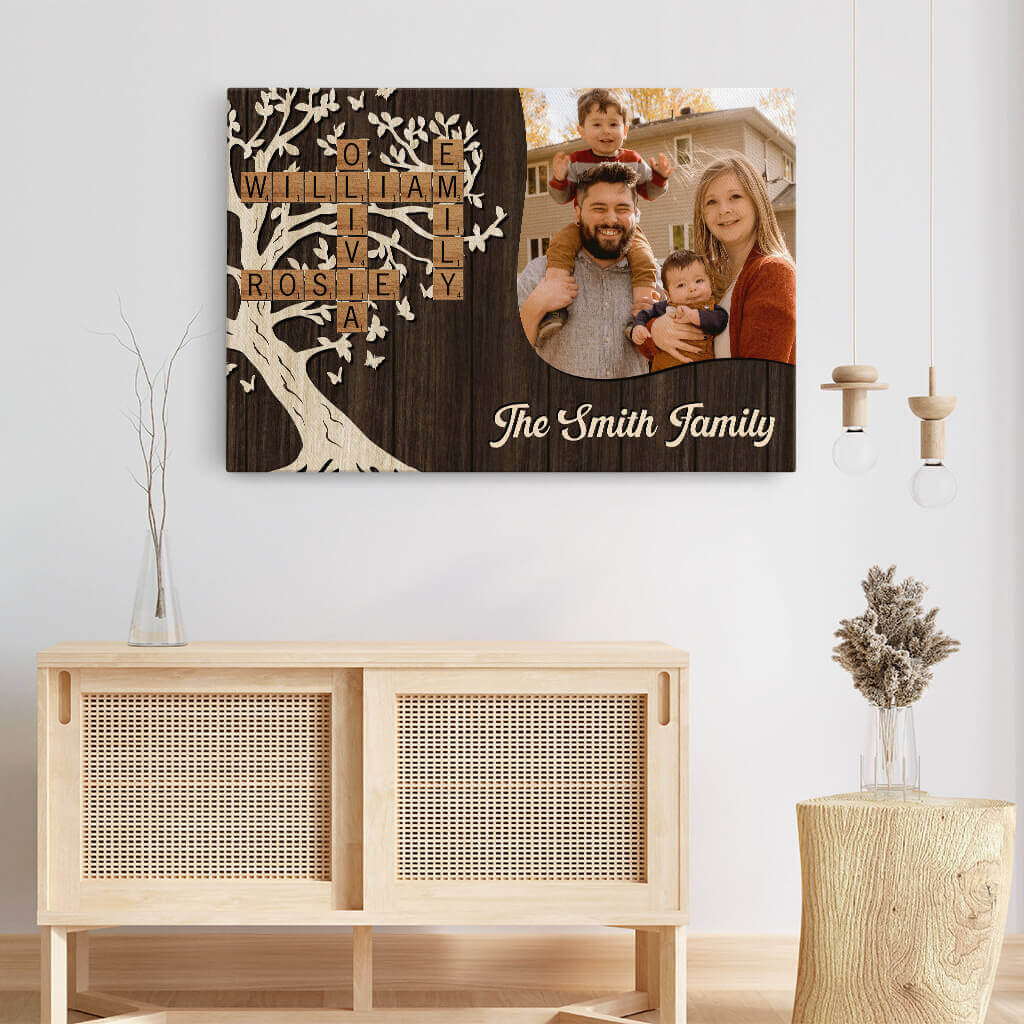 3578CUK3 family crossword photo canvas  personalised family gift