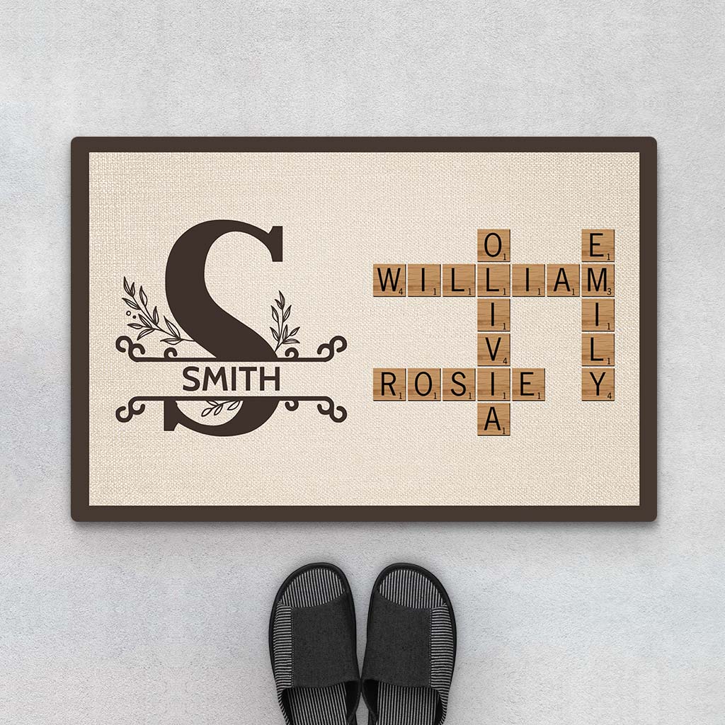 3585DUK1 family crossword doormat  family personalised gifts