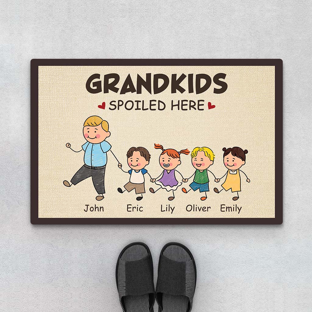 3586DUK1 grandkids spoiled here doormat  personalised gifts for grandparents