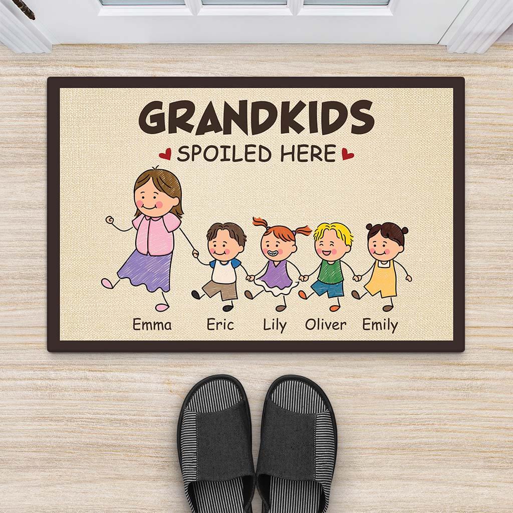 3586DUK2 grandkids spoiled here doormat  personalised gifts for grandparents