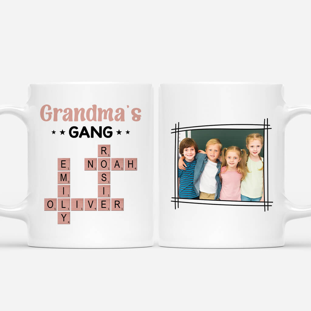 3590MUK1 grandma mummys gang crossword photo mug  personalised gifts for her