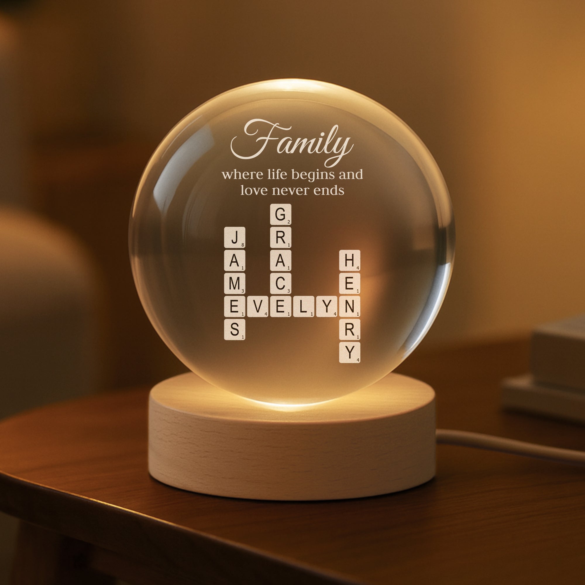 3591LUS2 crossword art crystal ball lamp personalized gifts for family 3591LTP5I