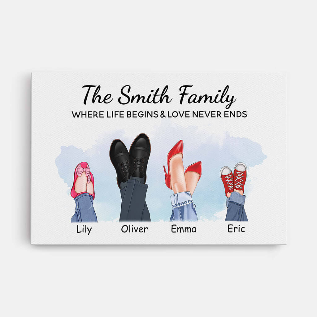 3593CUK1 family where life begins love never ends  personalised family canvas