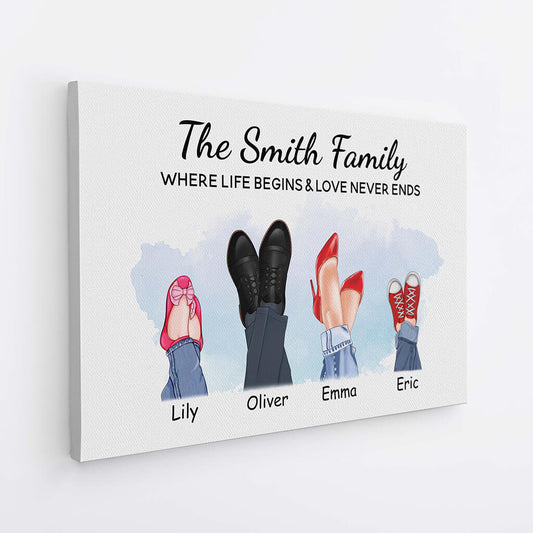 3593CUK2 family where life begins love never ends  personalised family canvas