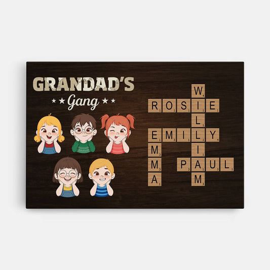 3597CUK1 grandad daddys gang crossword canvas  customised gifts for grandad dad