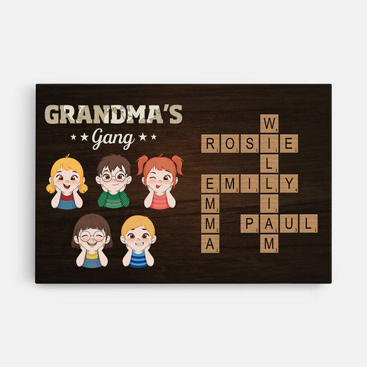 3597CUS1 grandma mummys gang crossword canvas  customised gifts for grandma mum