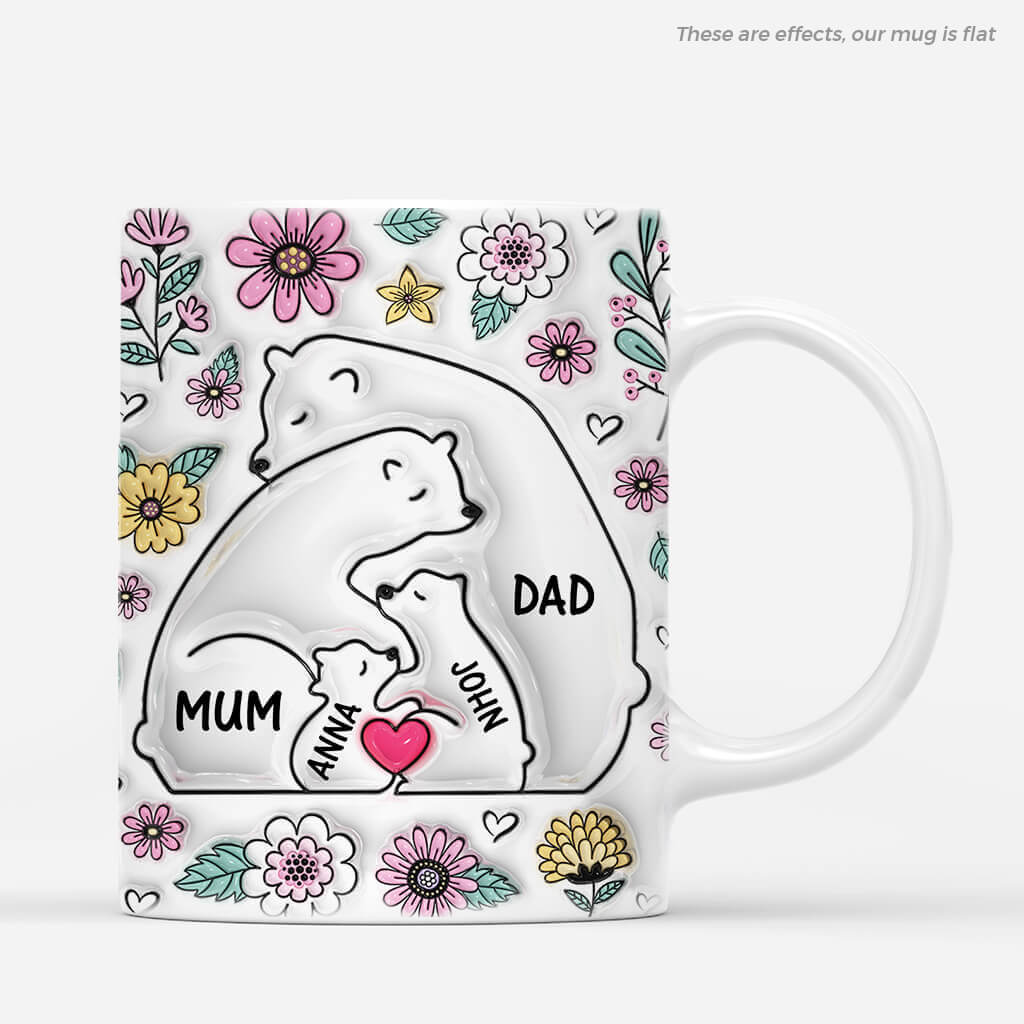 3600MUK2 bear family 3d mug  family personalised gifts