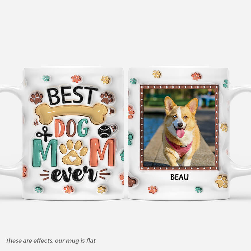 3615MUK1 best dog mum ever 3d inflated effect photo mug  personalised gifts for dog lovers