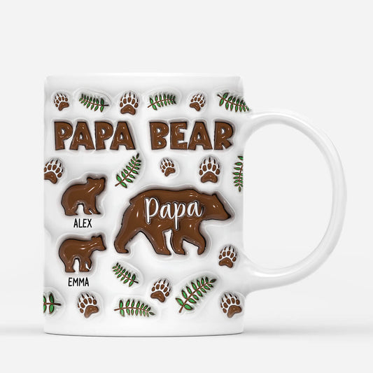 3638MUK2 papa bear 3d inflated effect mug  personalised daddy gifts