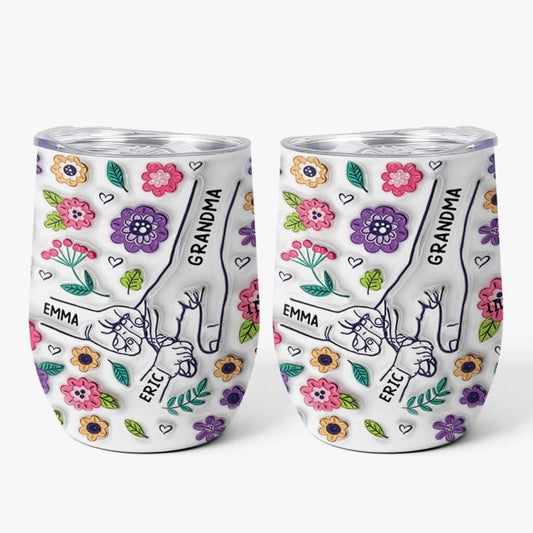 3644TUS1 customized wine tumbler 3d floral tumbler for grandma 3644T