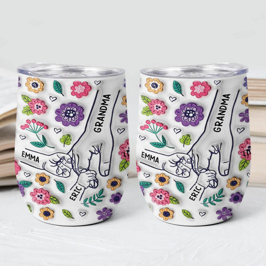 3644TUS2 customized wine tumbler 3d floral tumbler for grandma 3644T