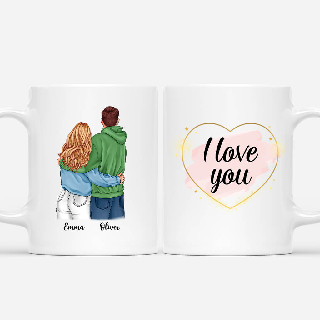 3663MUK1 personalised i love you couple holding mug  personalised gifts for couples