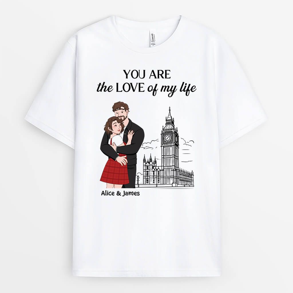 3668AUK1 you are the love of my life  personalised t shirt for couple