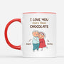 3669MUK2 i love you more than chocolate  personalised face mug for couple