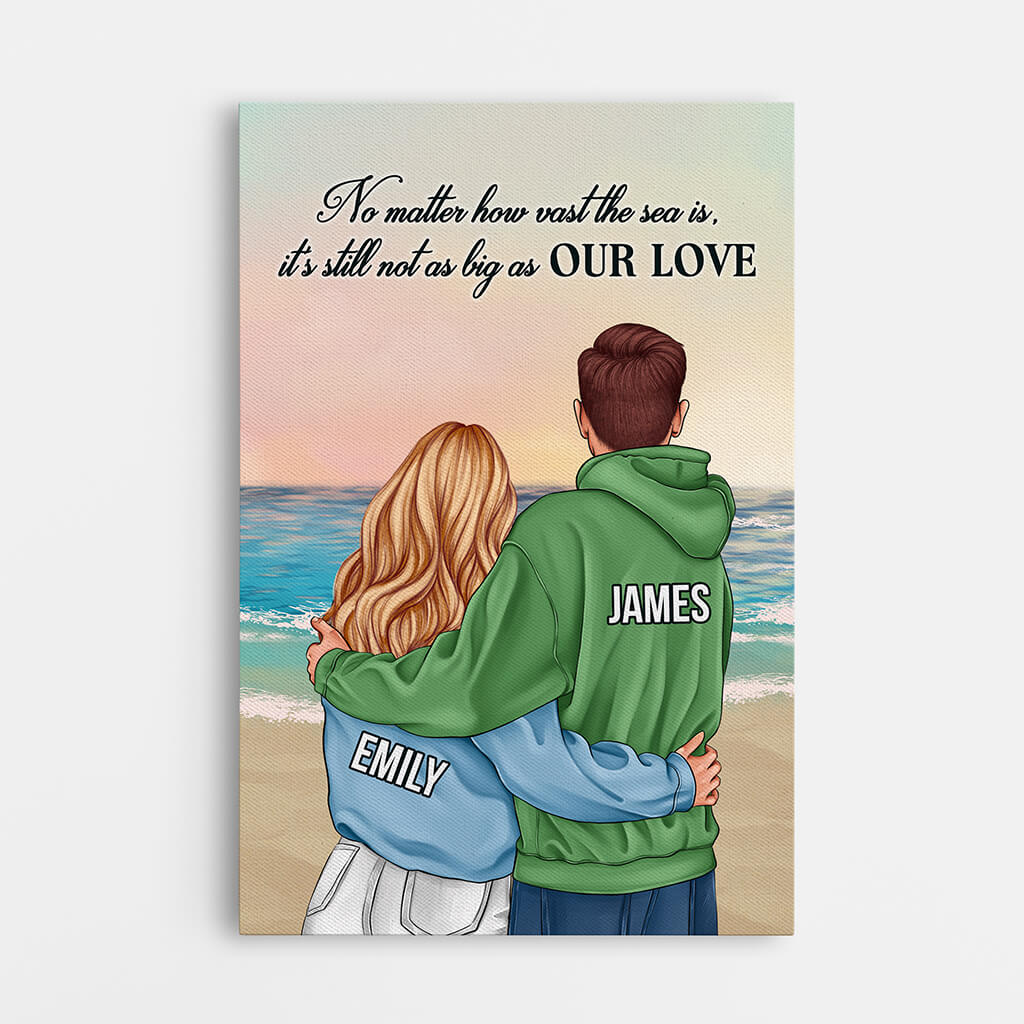 3679CUK1 no matter how vast the sea is its still not as big as our love  personalised canvas for couple