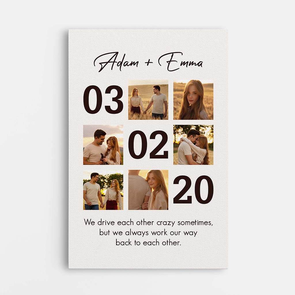 3682CUK1 we always work our way back to each other photo canvas  personalised presents for couple