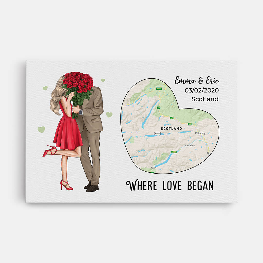 3686CUK1 where love began map canvas personalised gifts for couple