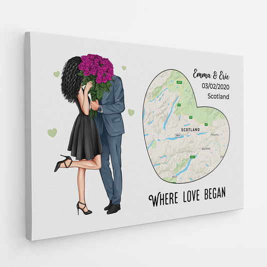 3686CUK2 where love began map canvas personalised gifts for couple