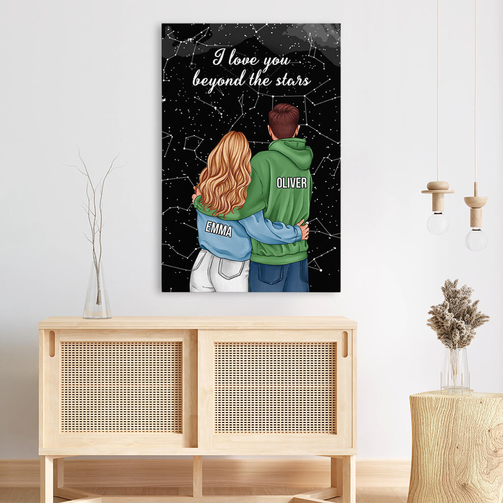 3687CUK3 i love you beyond the stars canvas  personalised presents for couple