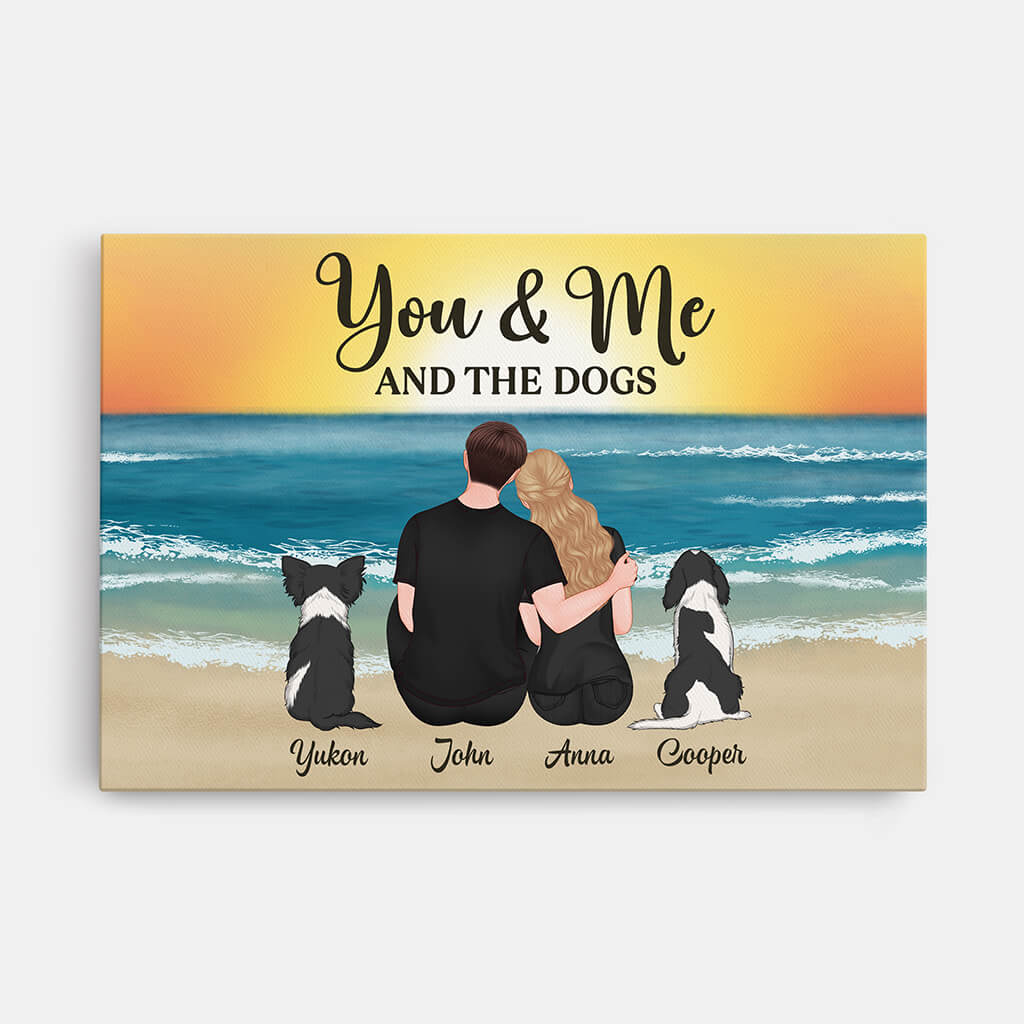 3689CUK1 you me and the dogs  personalised canvas for couple