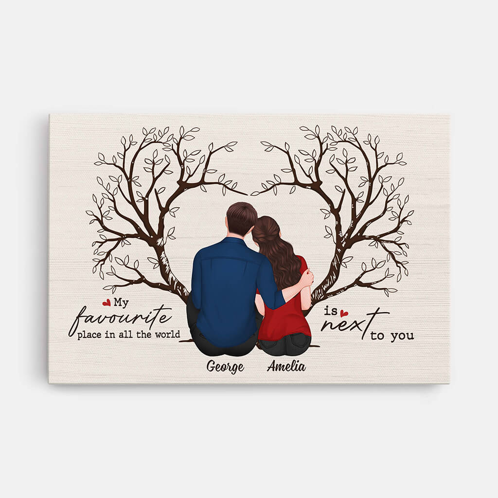 3691CUK1 my favourite place in the world is next to you  custom canvas print for couple