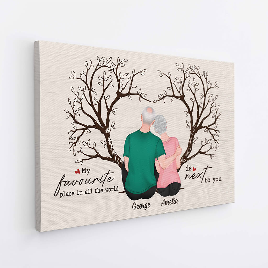 3691CUK2 my favourite place in the world is next to you  custom canvas print for couple