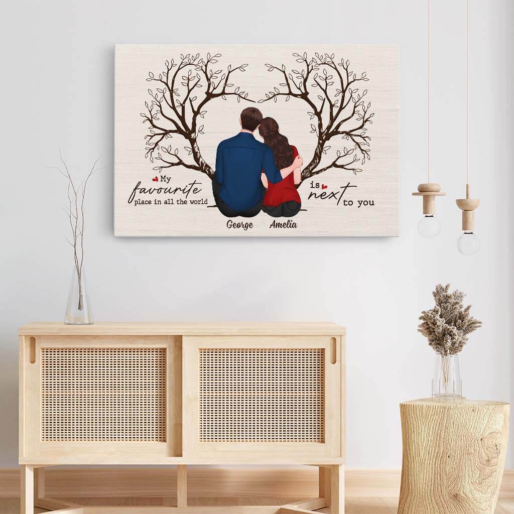 3691CUK3 my favourite place in the world is next to you  custom canvas print for couple