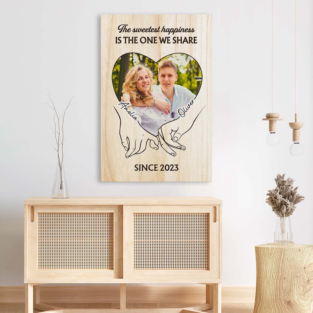 3692CUK3 the sweetest happiness is the one we share  personalised photo canvas for couple