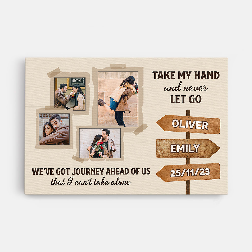 3697CUK1 take my hand and never let go photo canvas  customised gifts for couple