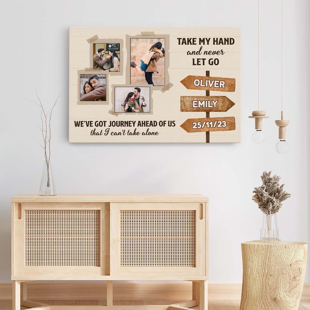 3697CUK3 take my hand and never let go photo canvas  customised gifts for couple