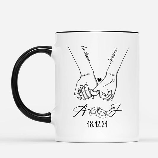 3705MUK2 couple holding hands wedding anniversary initials mug  customised mug for couple