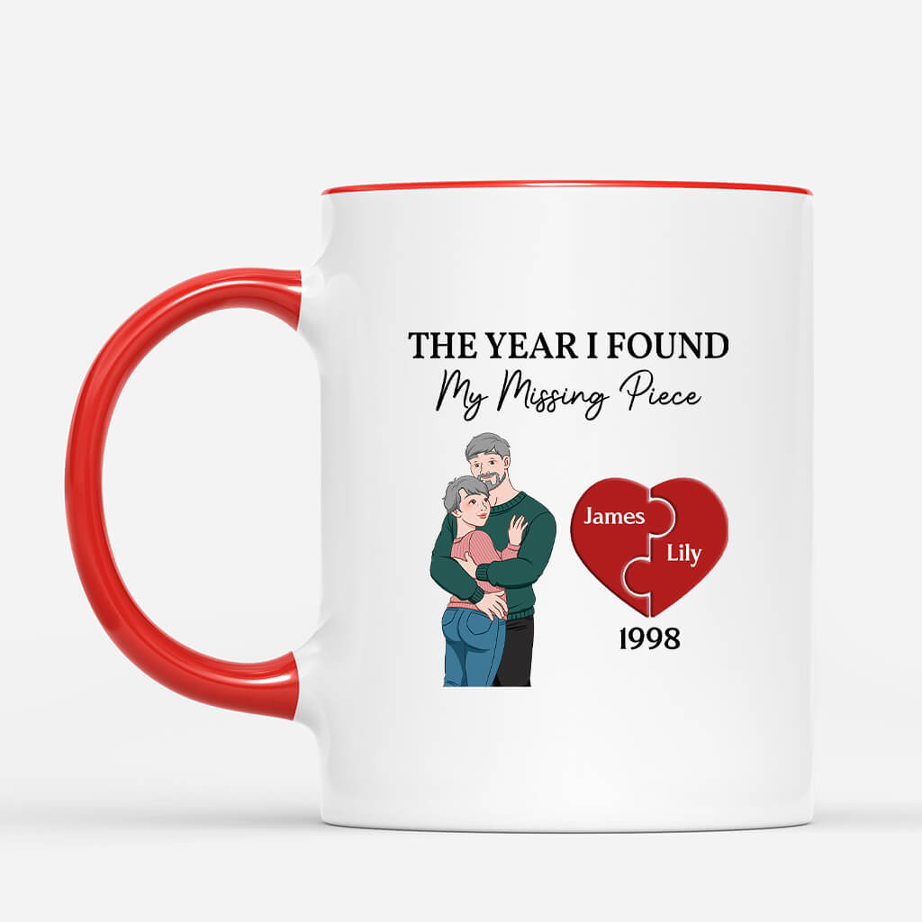 3715MUK2 the year i found my missing piece  personalised couple mug for anniversary