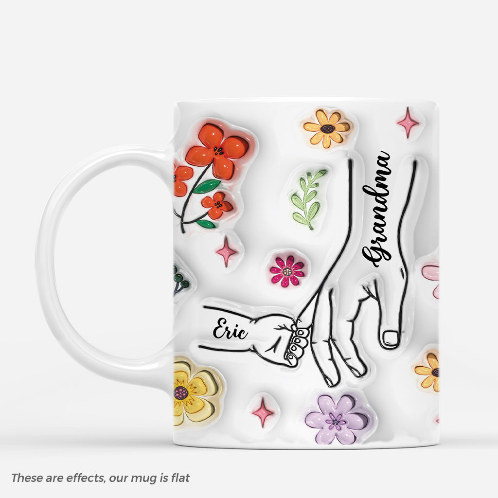 3755MUS1 holding moms hand flowers 3d inflated effect mug personalized mommy gifts 3755M5I5A_332e4632 820c 45b0 a014 7fdcc4cd37af