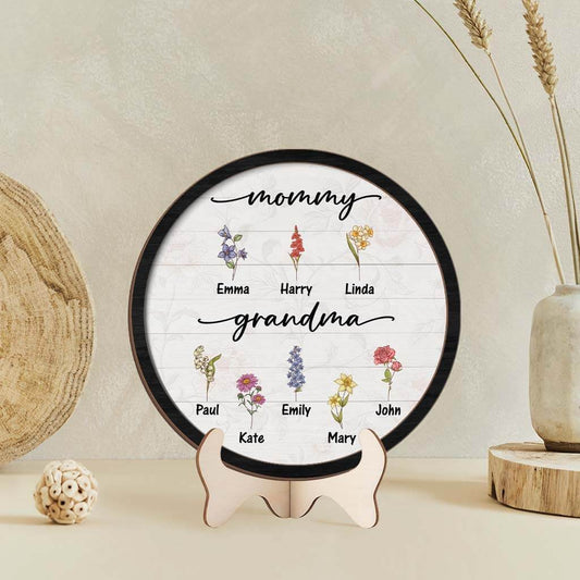 3767QUS2 mommy grandma flowers wooden plaque  personalized gifts for grandma mum 3767Q5E7B