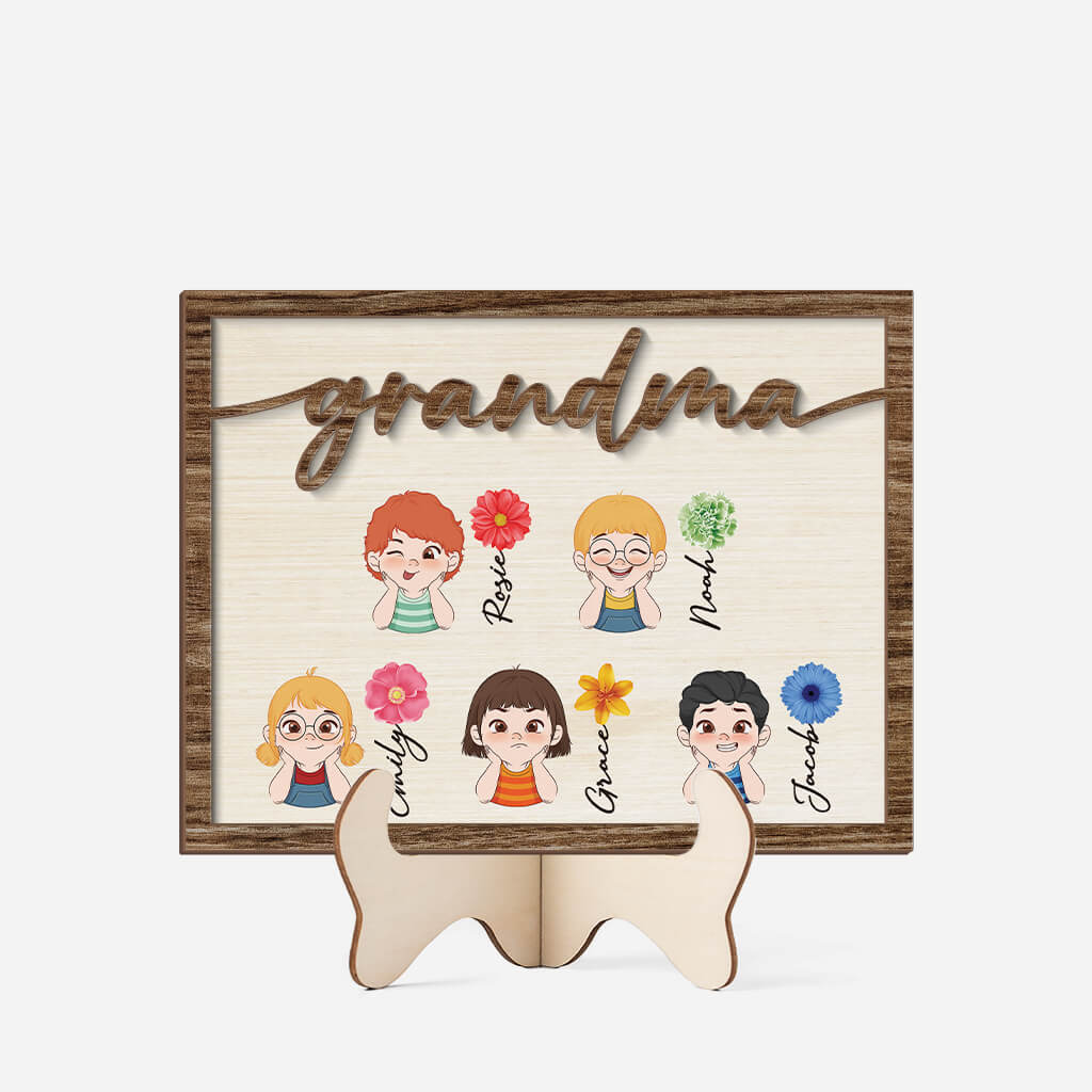 3769QUS6 grandma mommy flowers wooden plaque  personalized grandma gifts 3769Q5I0A