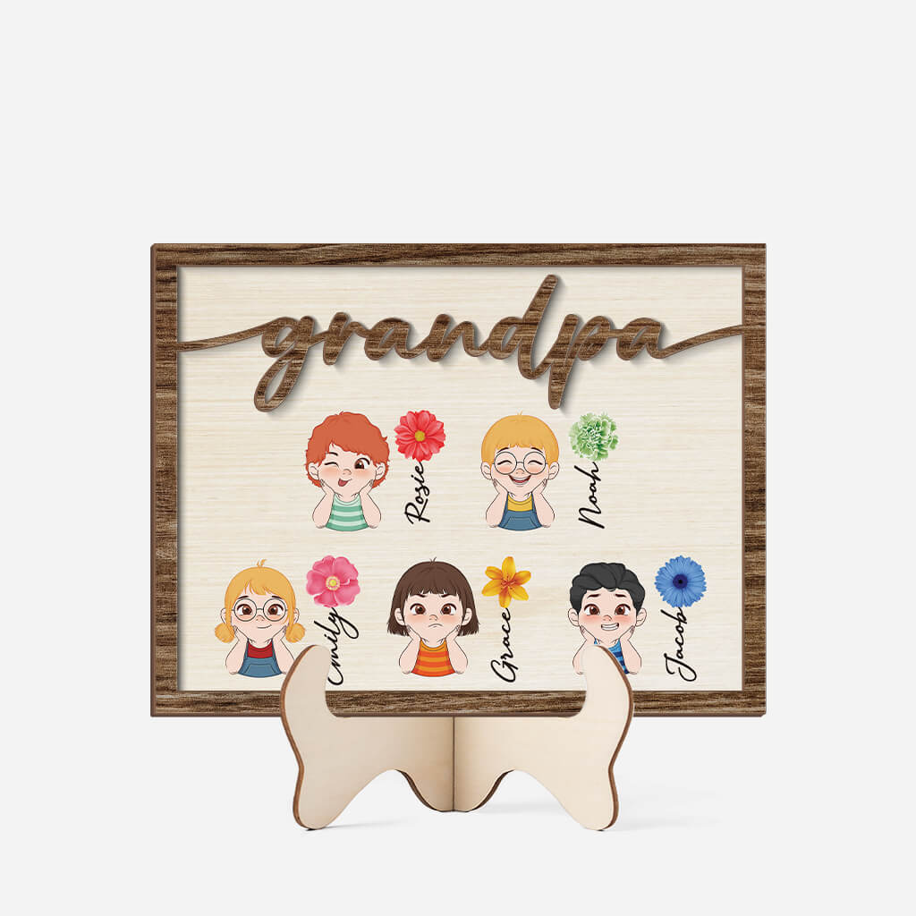 3769QUS6 grandpa daddy flowers wooden plaque  personalized grandpa gifts 3769Q5I0B