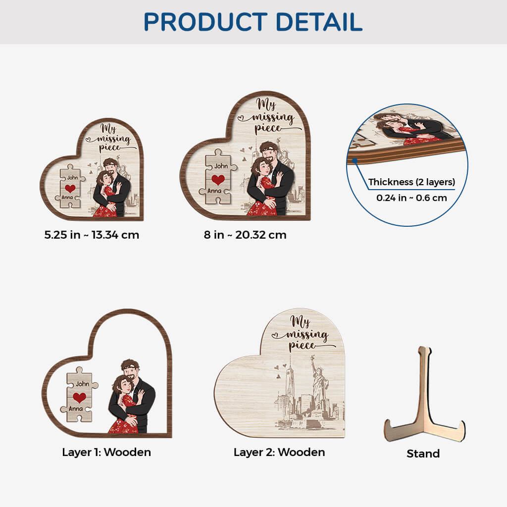 3782QUS3 my missing piece wooden plaque  customized couple gifts 3782Q3H8G