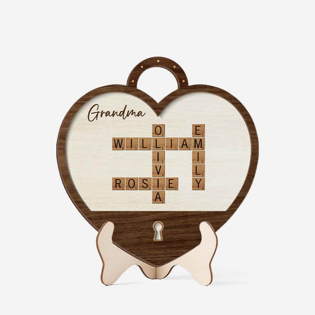 3790QUS1 grandma mom crossword wooden plaque  personalized gift for grandma mom